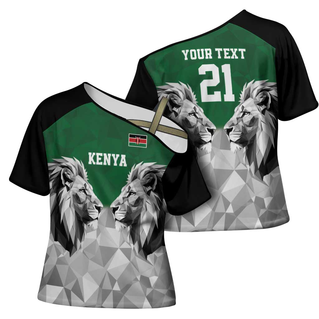 Custom Rugby Africa Kenya Cross Shoulder Shirt Green Kenyan 22-23 Motif