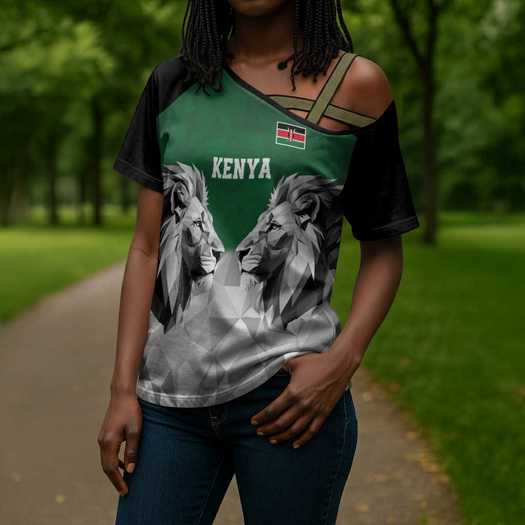 Custom Rugby Africa Kenya Cross Shoulder Shirt Green Kenyan 22-23 Motif