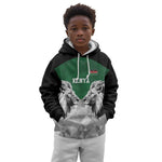 Custom Rugby Africa Kenya Kid Hoodie Green Kenyan 22-23 Motif - African Pride