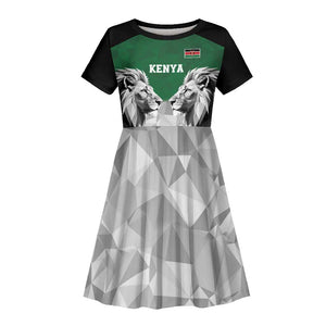 Custom Rugby Africa Kenya Kid Short Sleeve Dress Green Kenyan 22-23 Motif - African Pride