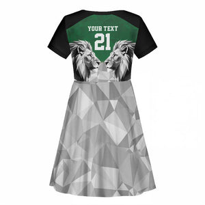 Custom Rugby Africa Kenya Kid Short Sleeve Dress Green Kenyan 22-23 Motif - African Pride