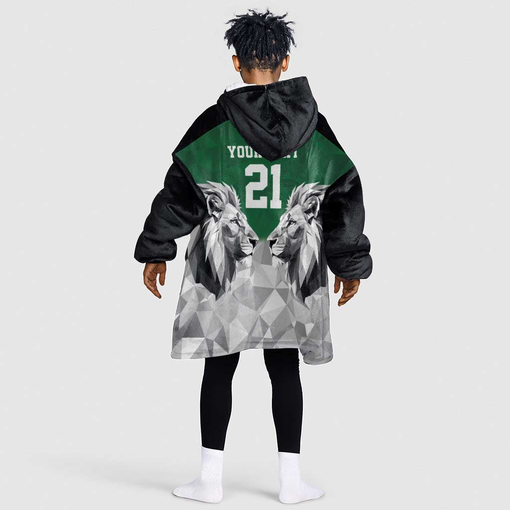 Custom Rugby Africa Kenya Kid Wearable Blanket Hoodie Green Kenyan 22-23 Motif - African Pride