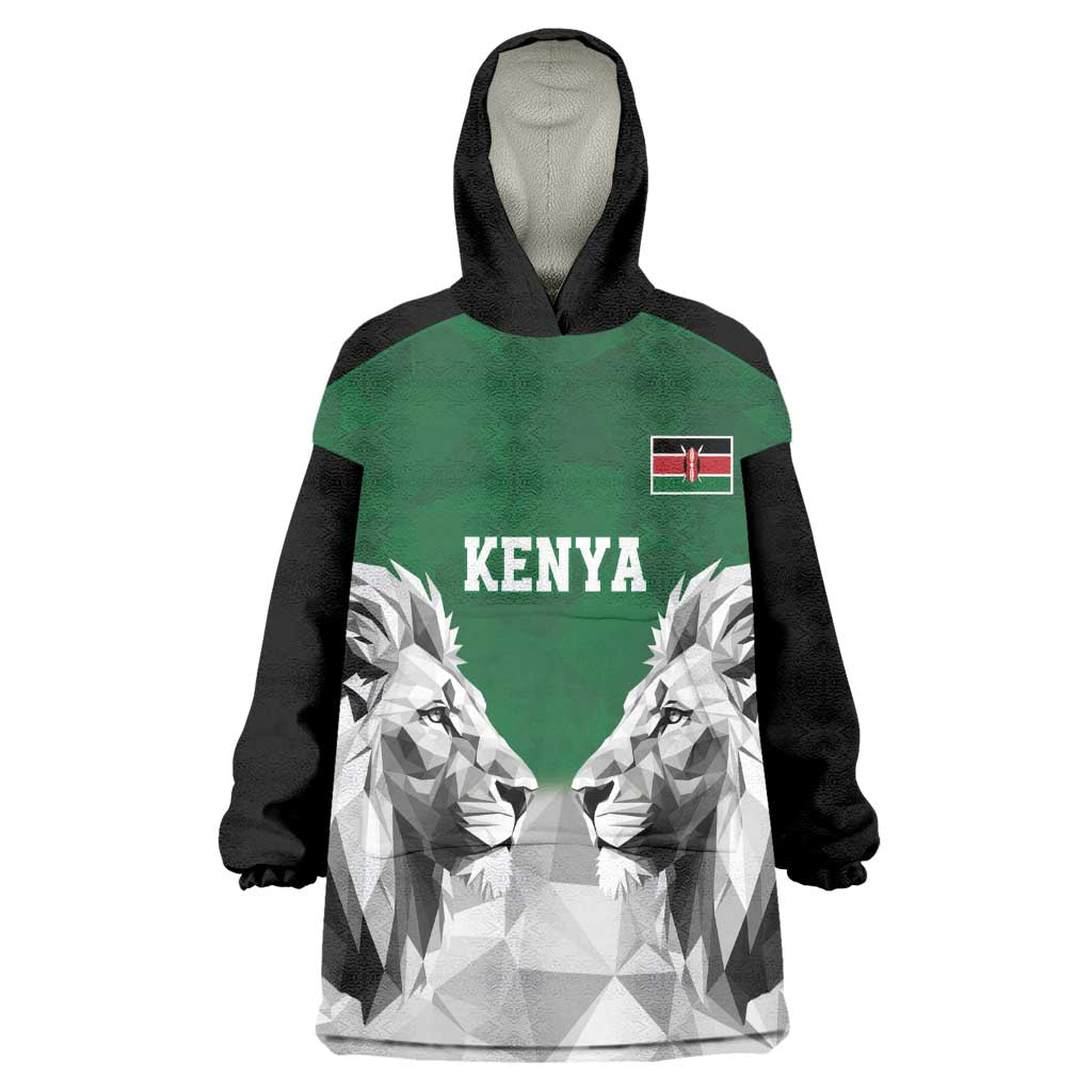Custom Rugby Africa Kenya Kid Wearable Blanket Hoodie Green Kenyan 22-23 Motif - African Pride