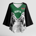 Custom Rugby Africa Kenya Kimono Sleeve Blouse Green Kenyan 22-23 Motif