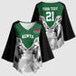 Custom Rugby Africa Kenya Kimono Sleeve Blouse Green Kenyan 22-23 Motif