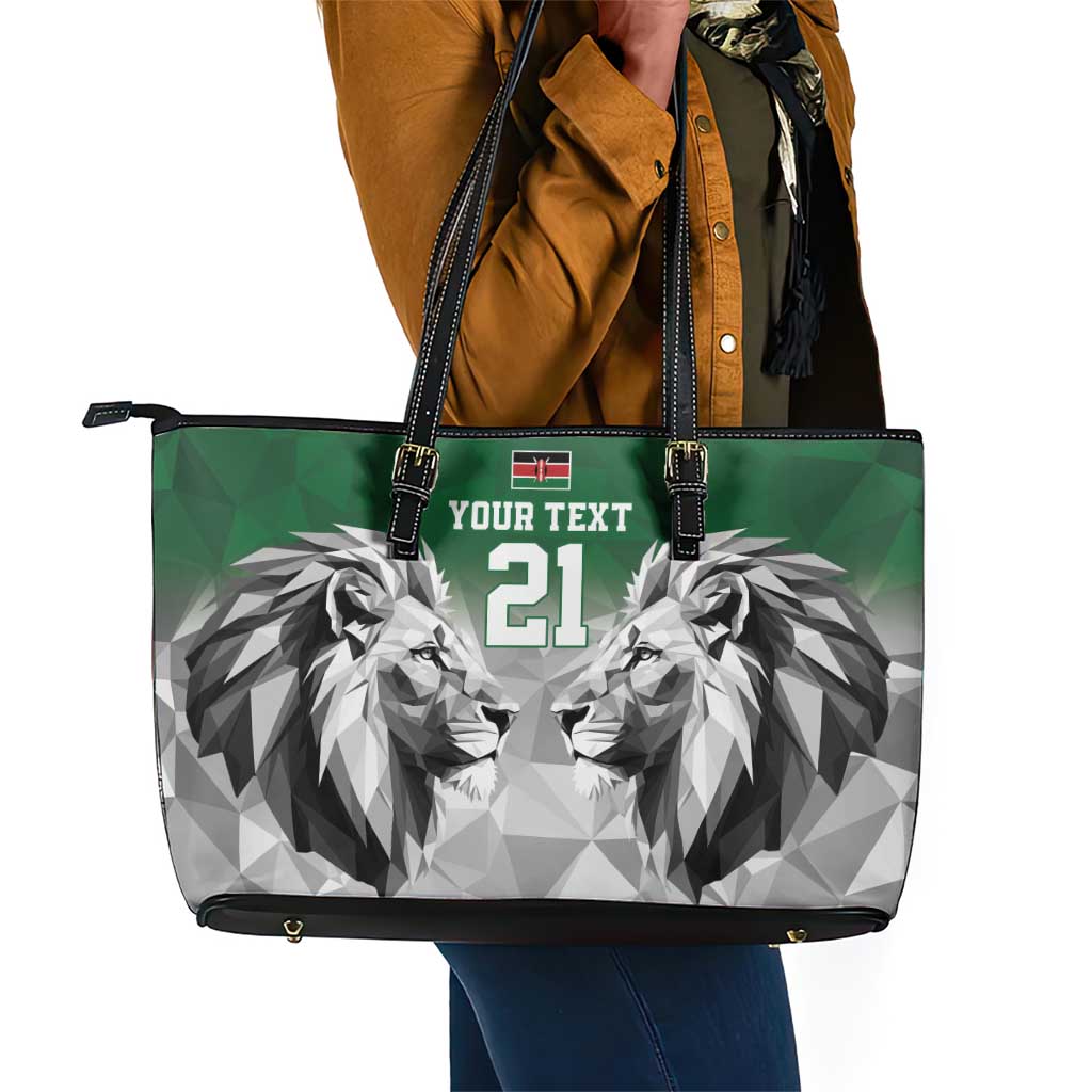 Custom Rugby Africa Kenya Leather Tote Bag Green Kenyan 22-23 Motif - African Pride