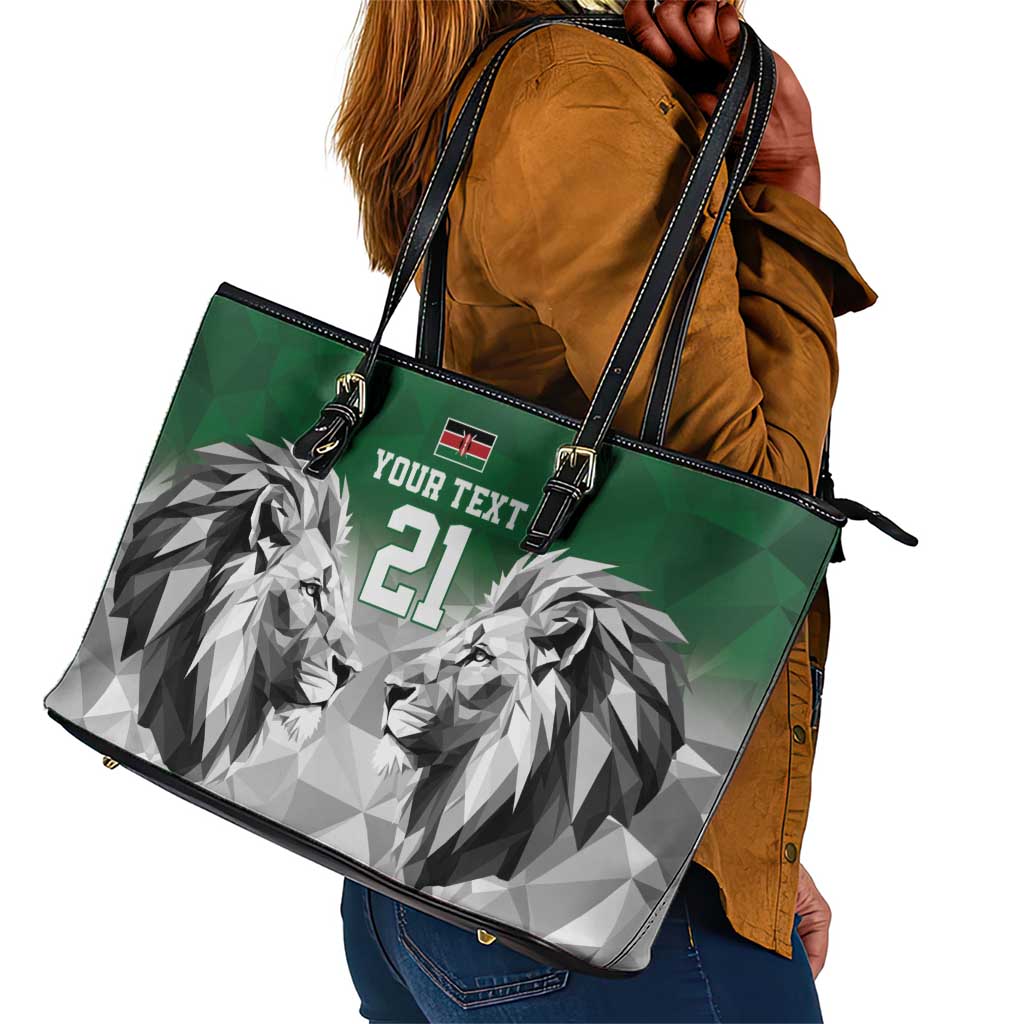Custom Rugby Africa Kenya Leather Tote Bag Green Kenyan 22-23 Motif - African Pride