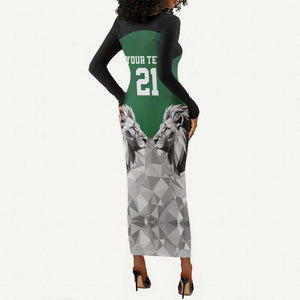 Custom Rugby Africa Kenya Long Sleeve Bodycon Dress Green Kenyan 22-23 Motif - African Pride
