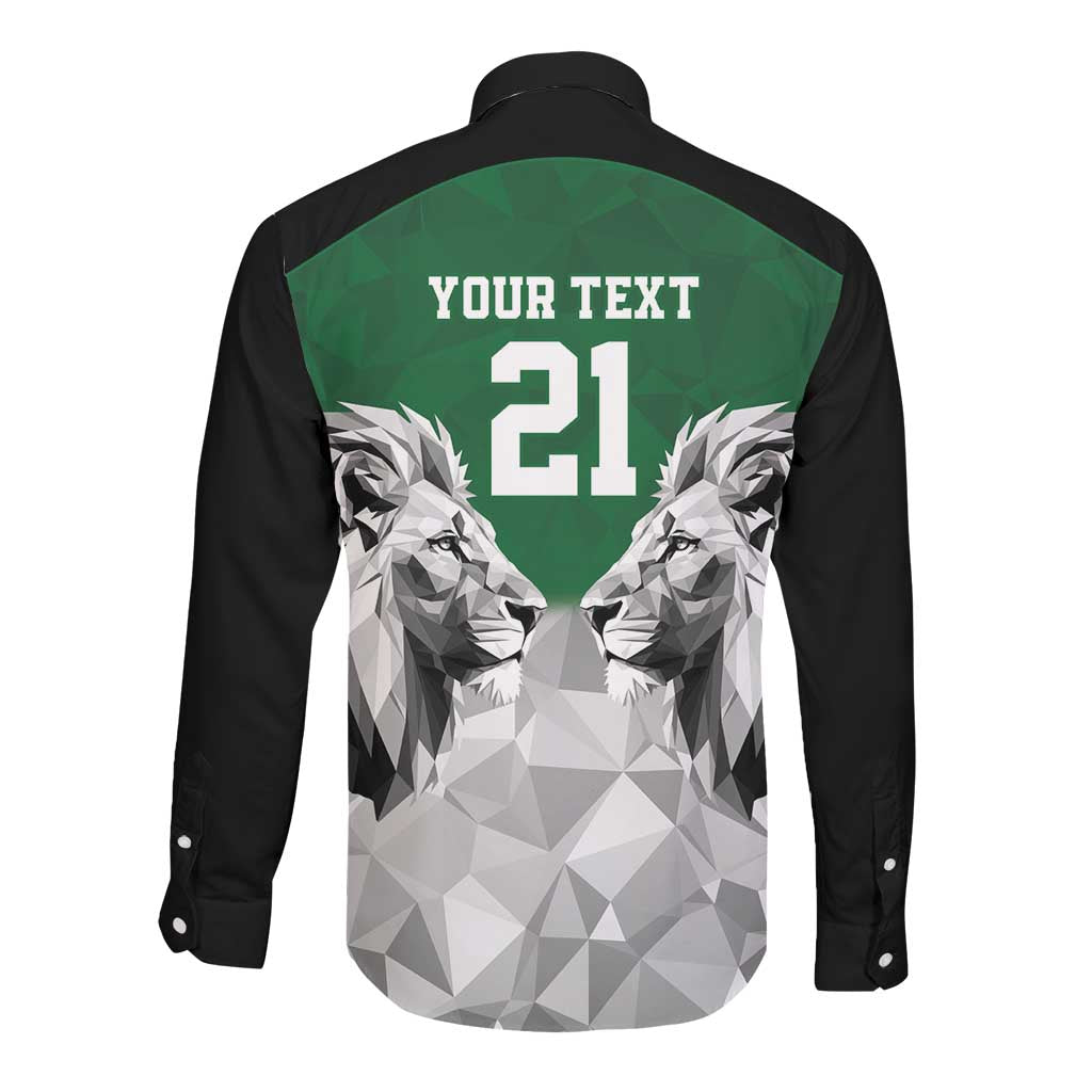 Custom Rugby Africa Kenya Long Sleeve Button Shirt Green Kenyan 22-23 Motif - African Pride