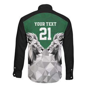 Custom Rugby Africa Kenya Long Sleeve Button Shirt Green Kenyan 22-23 Motif - African Pride