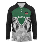 Custom Rugby Africa Kenya Long Sleeve Polo Shirt Green Kenyan 22-23 Motif - African Pride