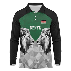Custom Rugby Africa Kenya Long Sleeve Polo Shirt Green Kenyan 22-23 Motif - African Pride
