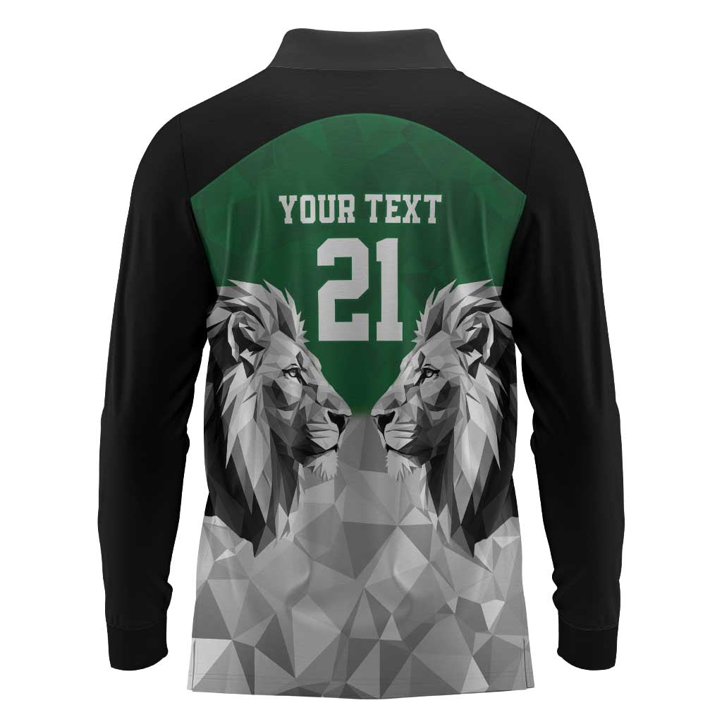 Custom Rugby Africa Kenya Long Sleeve Polo Shirt Green Kenyan 22-23 Motif - African Pride