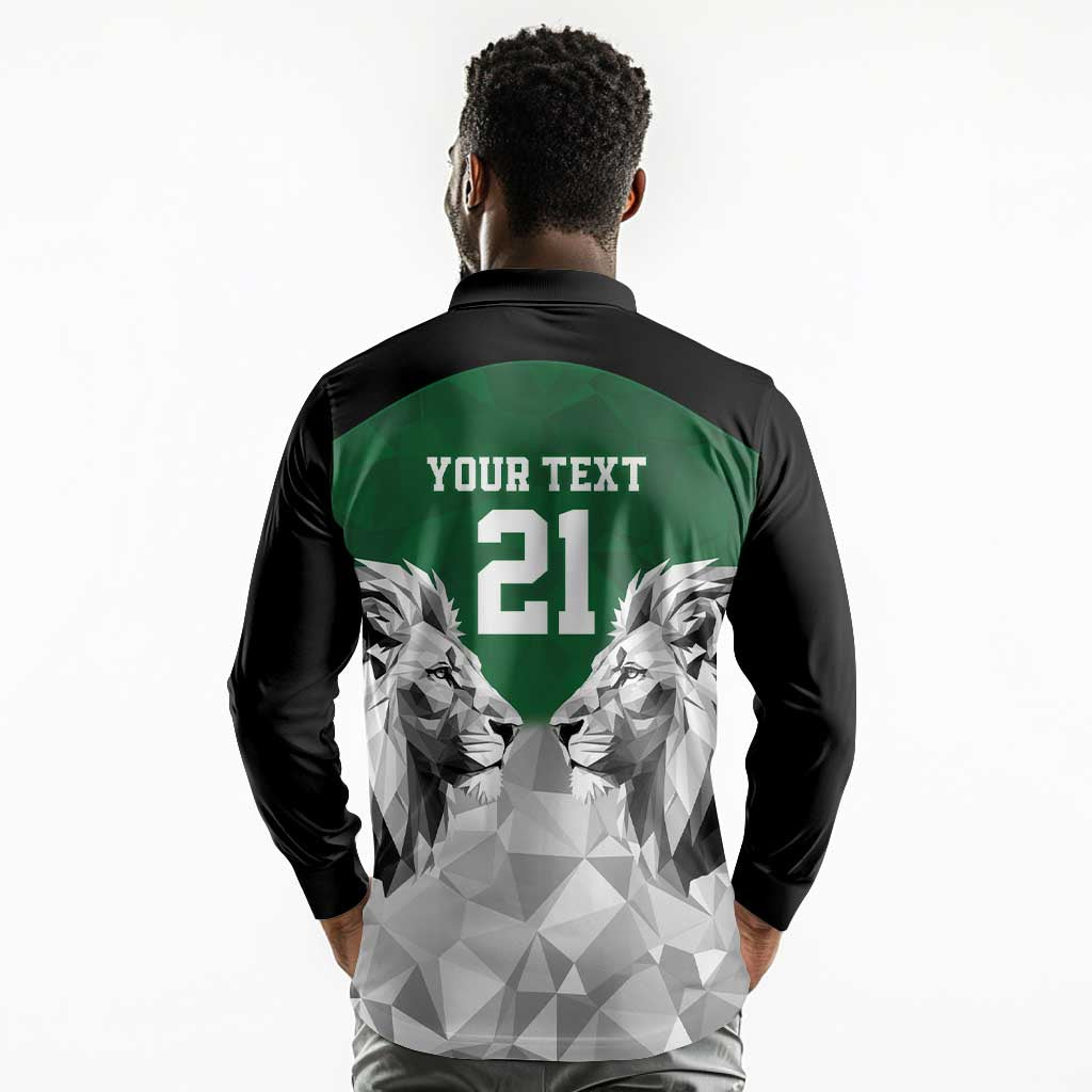 Custom Rugby Africa Kenya Long Sleeve Polo Shirt Green Kenyan 22-23 Motif - African Pride