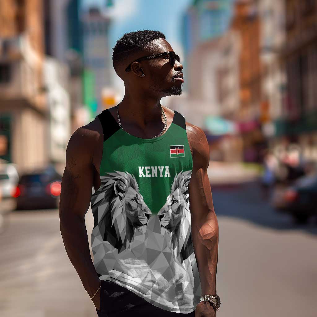 Custom Rugby Africa Kenya Men Tank Top Green Kenyan 22-23 Motif - African Pride