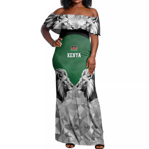 Custom Rugby Africa Kenya Off Shoulder Maxi Dress Green Kenyan 22-23 Motif - African Pride