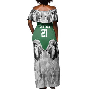 Custom Rugby Africa Kenya Off Shoulder Maxi Dress Green Kenyan 22-23 Motif - African Pride