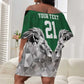 Custom Rugby Africa Kenya Off Shoulder Short Dress Green Kenyan 22-23 Motif - African Pride