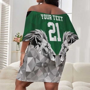 Custom Rugby Africa Kenya Off Shoulder Short Dress Green Kenyan 22-23 Motif - African Pride