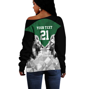 Custom Rugby Africa Kenya Off Shoulder Sweater Green Kenyan 22-23 Motif - African Pride