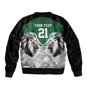 Custom Rugby Africa Kenya Sleeve Zip Bomber Jacket Green Kenyan 22-23 Motif - African Pride