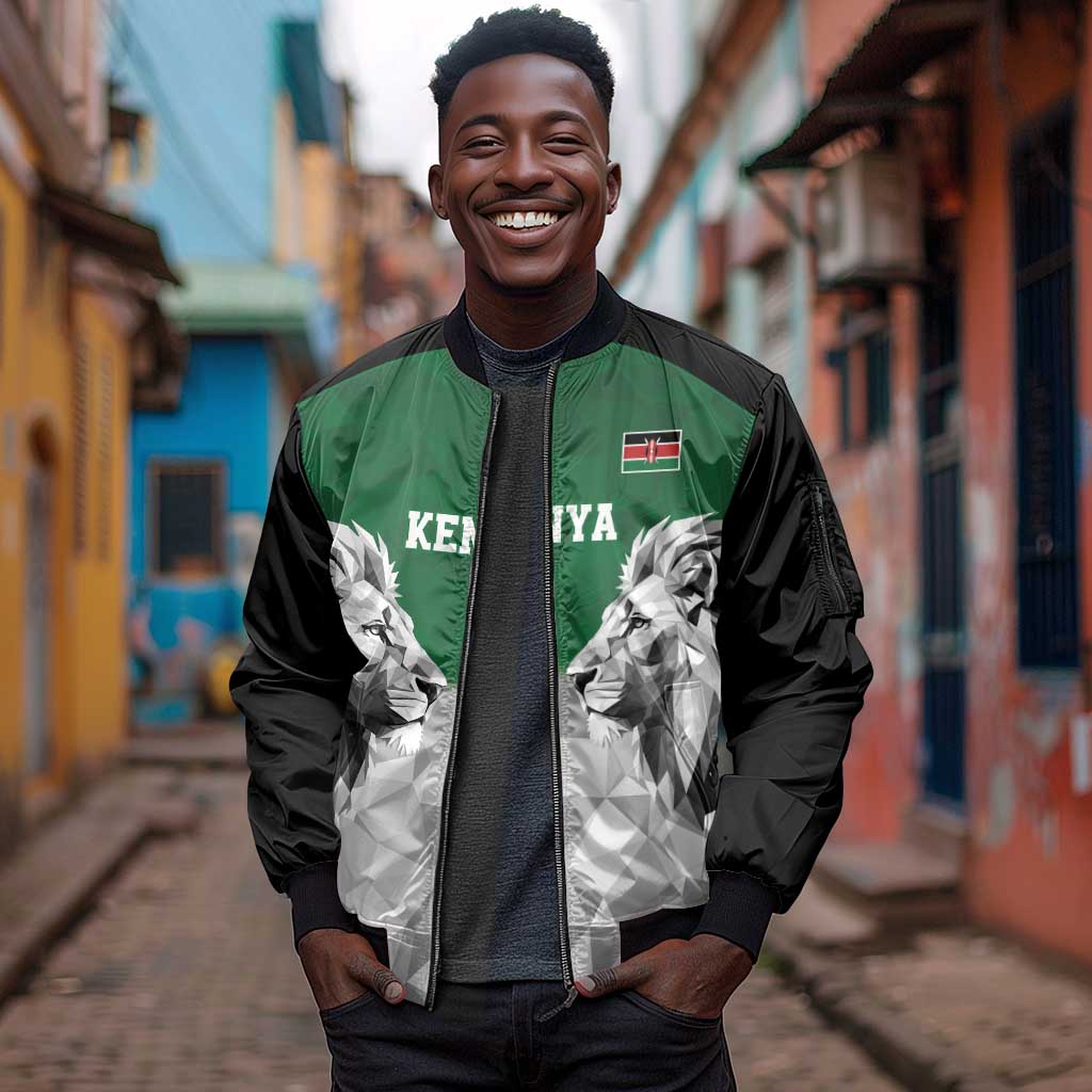 Custom Rugby Africa Kenya Sleeve Zip Bomber Jacket Green Kenyan 22-23 Motif - African Pride
