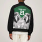 Custom Rugby Africa Kenya Sleeve Zip Bomber Jacket Green Kenyan 22-23 Motif - African Pride