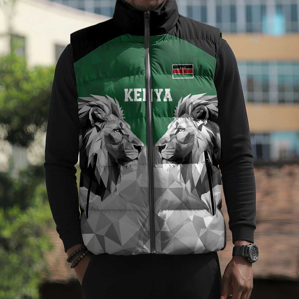 Custom Rugby Africa Kenya Sleeveless Puffer Jacket Green Kenyan 22-23 Motif
