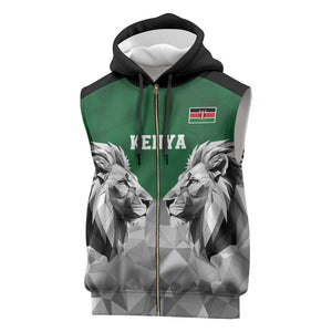 Custom Rugby Africa Kenya Sleeveless Zip Hoodie Green Kenyan 22-23 Motif - African Pride