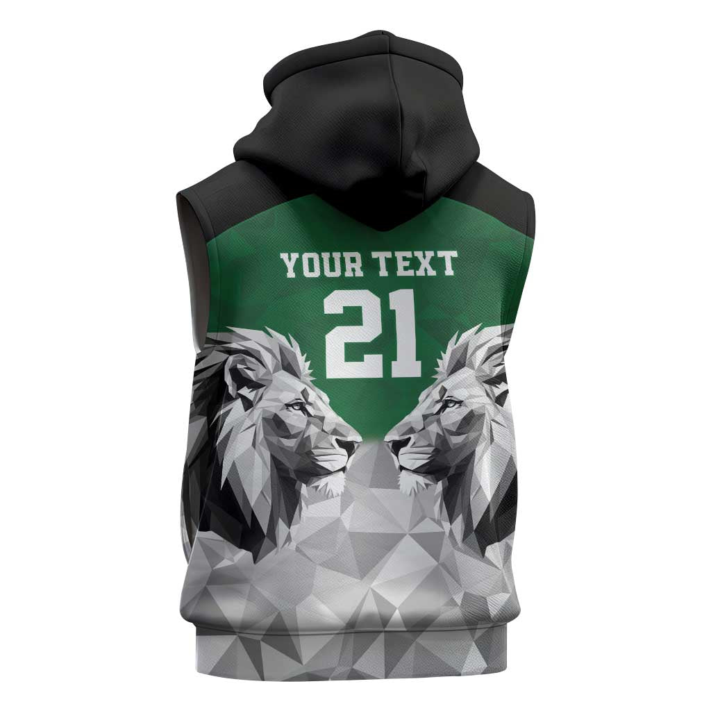 Custom Rugby Africa Kenya Sleeveless Zip Hoodie Green Kenyan 22-23 Motif - African Pride