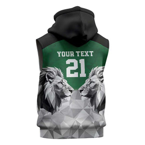 Custom Rugby Africa Kenya Sleeveless Zip Hoodie Green Kenyan 22-23 Motif - African Pride
