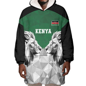 Custom Rugby Africa Kenya Wearable Blanket Hoodie Green Kenyan 22-23 Motif - African Pride