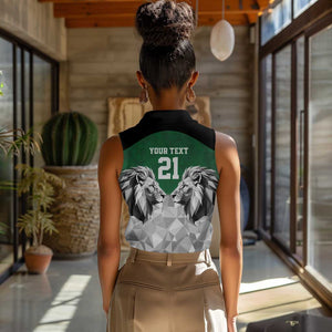 Custom Rugby Africa Kenya Women Sleeveless Polo Shirt Green Kenyan 22-23 Motif - African Pride