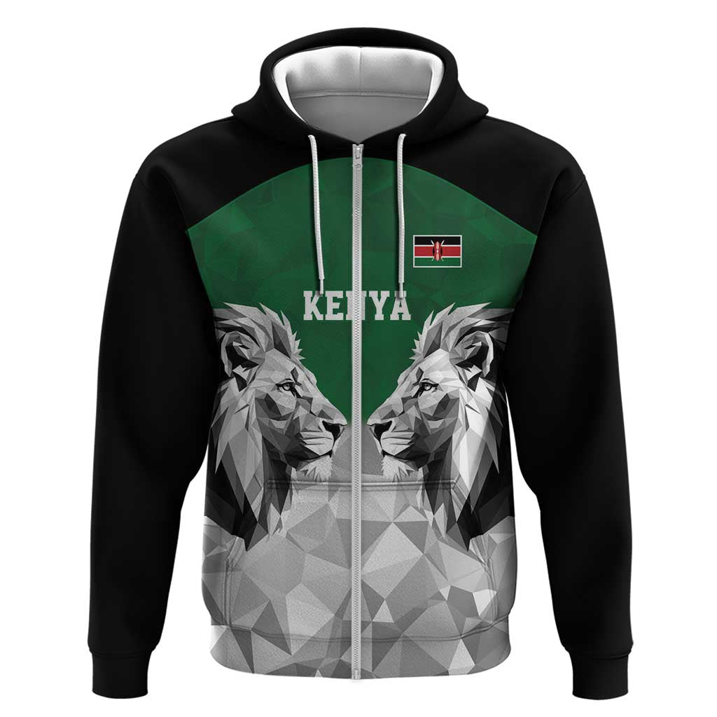 Custom Rugby Africa Kenya Zip Hoodie Green Kenyan 22-23 Motif - African Pride