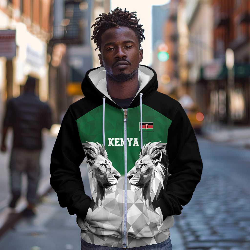 Custom Rugby Africa Kenya Zip Hoodie Green Kenyan 22-23 Motif - African Pride