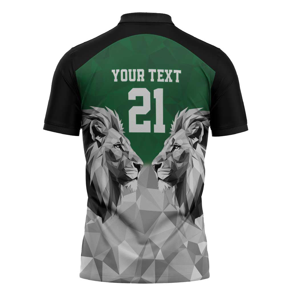 Custom Rugby Africa Kenya Zipper Polo Shirt Green Kenyan 22-23 Motif