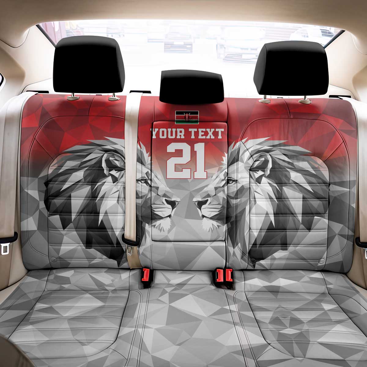 Custom Rugby Africa Kenya Back Car Seat Cover Red Kenyan 22-23 Motif - African Pride