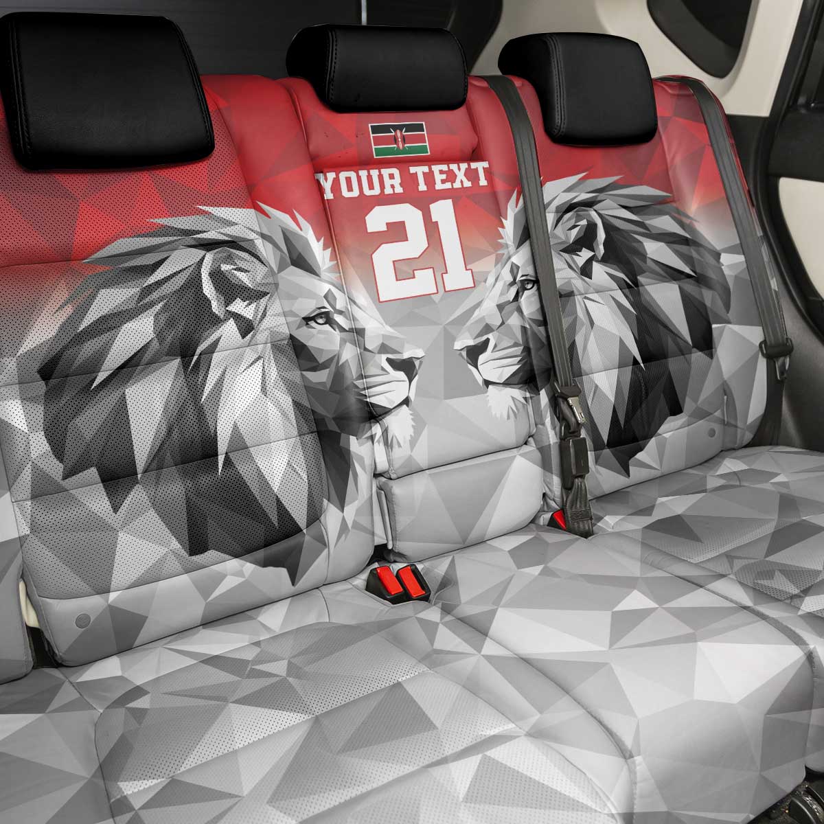 Custom Rugby Africa Kenya Back Car Seat Cover Red Kenyan 22-23 Motif - African Pride