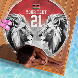 Custom Rugby Africa Kenya Beach Blanket Red Kenyan 22-23 Motif - African Pride