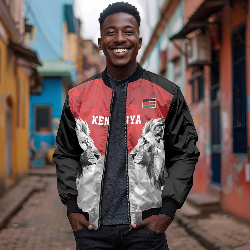 Custom Rugby Africa Kenya Bomber Jacket Red Kenyan 22-23 Motif - African Pride