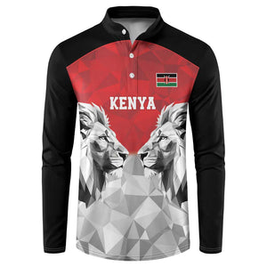 Custom Rugby Africa Kenya Button Sweatshirt Red Kenyan 22-23 Motif