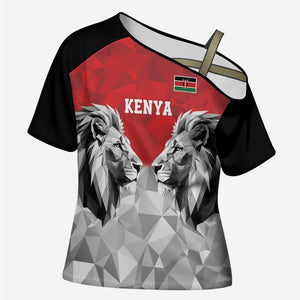 Custom Rugby Africa Kenya Cross Shoulder Shirt Red Kenyan 22-23 Motif
