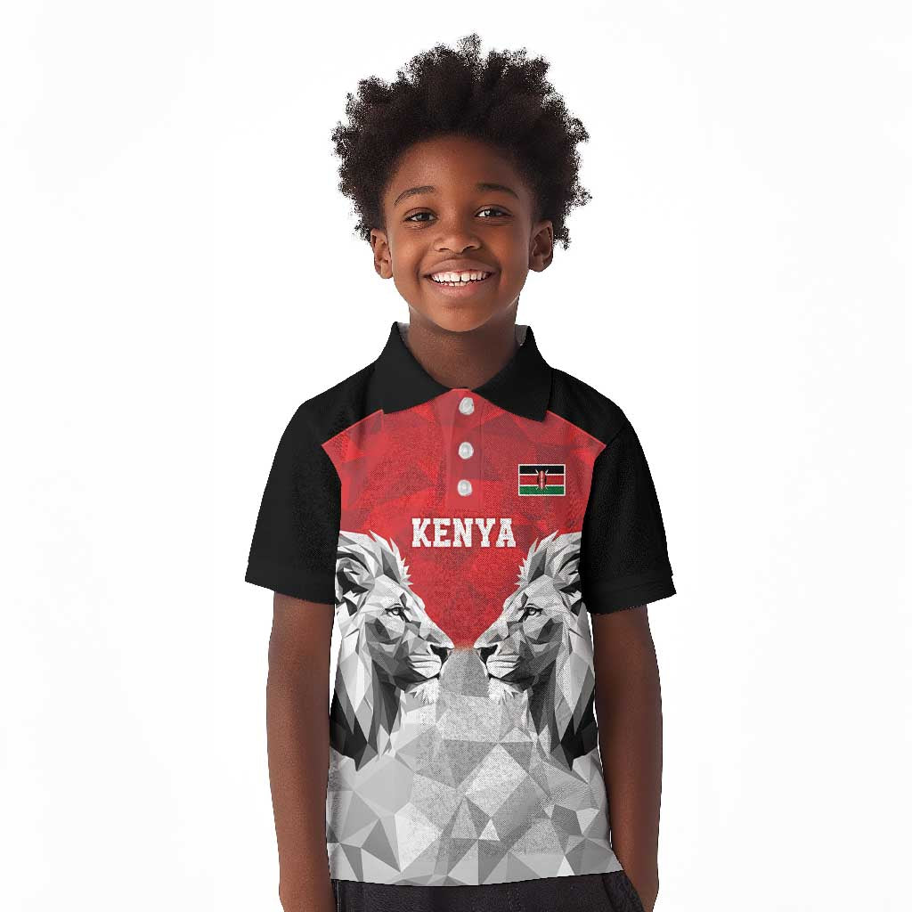 Custom Rugby Africa Kenya Kid Polo Shirt Red Kenyan 22-23 Motif - African Pride
