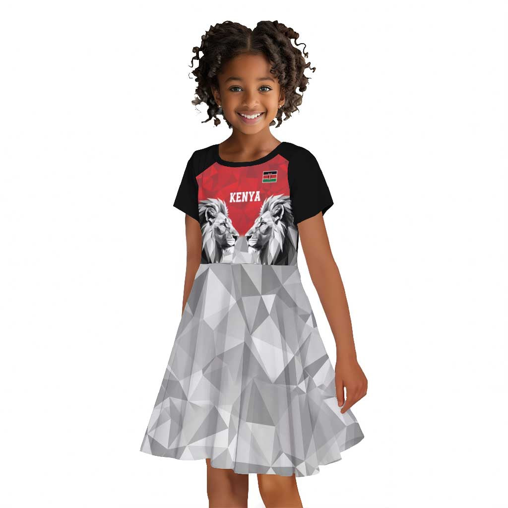 Custom Rugby Africa Kenya Kid Short Sleeve Dress Red Kenyan 22-23 Motif - African Pride
