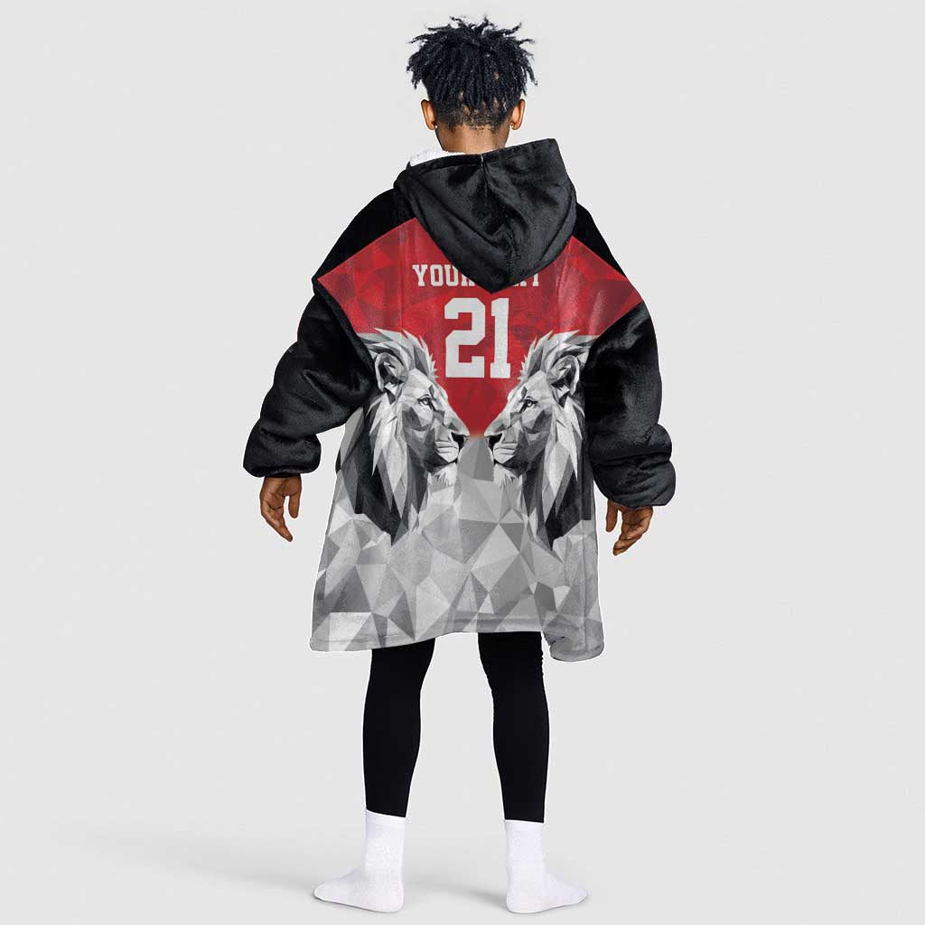Custom Rugby Africa Kenya Kid Wearable Blanket Hoodie Red Kenyan 22-23 Motif - African Pride