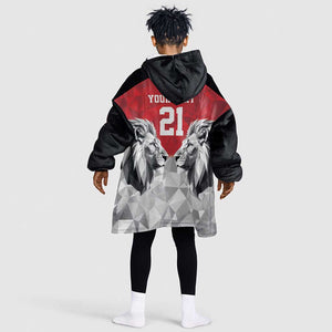Custom Rugby Africa Kenya Kid Wearable Blanket Hoodie Red Kenyan 22-23 Motif - African Pride