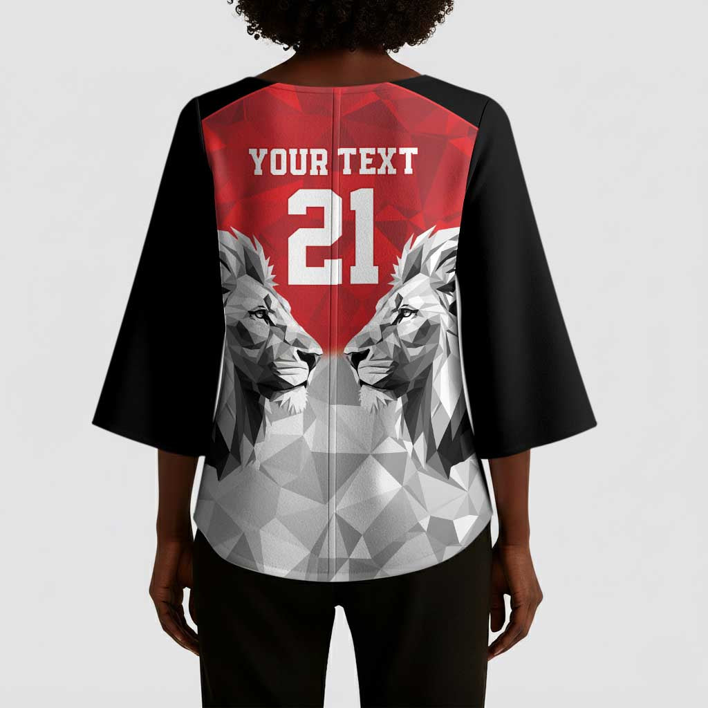Custom Rugby Africa Kenya Kimono Sleeve Blouse Red Kenyan 22-23 Motif
