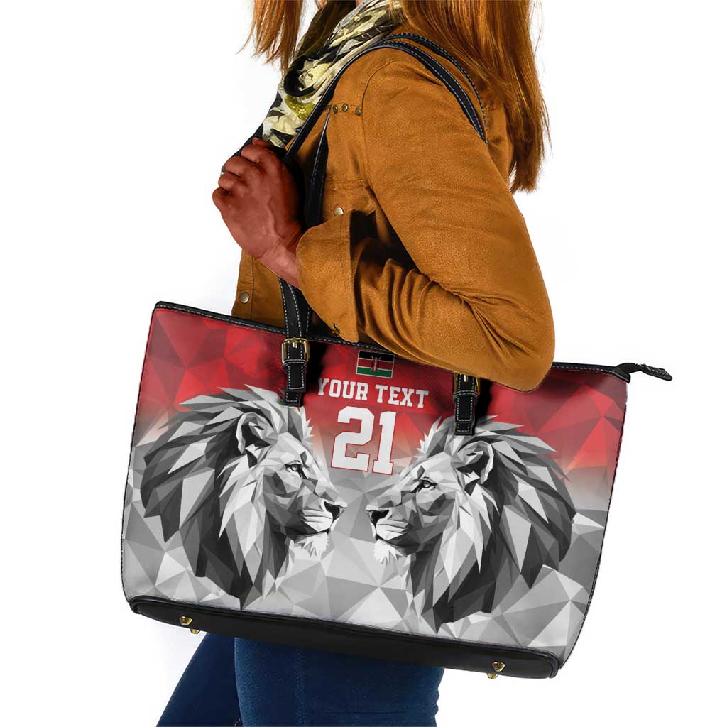 Custom Rugby Africa Kenya Leather Tote Bag Red Kenyan 22-23 Motif - African Pride