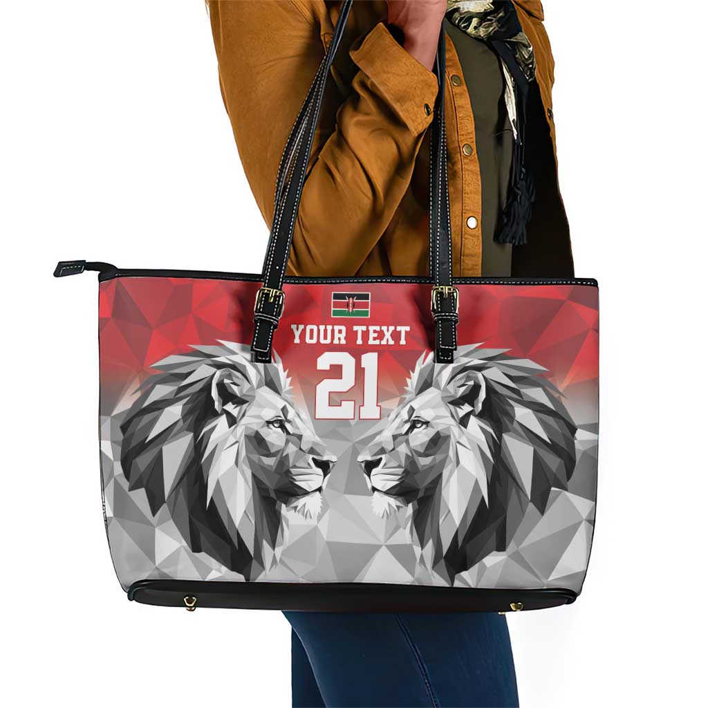 Custom Rugby Africa Kenya Leather Tote Bag Red Kenyan 22-23 Motif - African Pride
