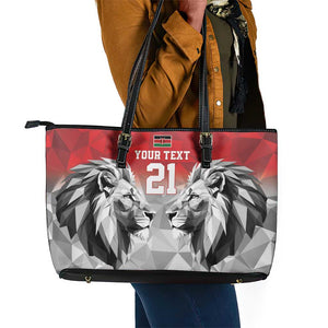 Custom Rugby Africa Kenya Leather Tote Bag Red Kenyan 22-23 Motif - African Pride